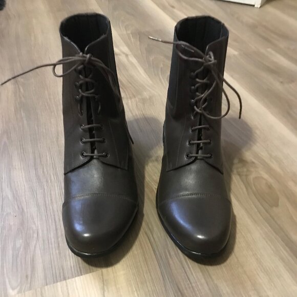 Old West Ladies Brown Leather Lace Up Boots Size 10.5 NEW WITHOUT TAGS - Picture 2 of 6